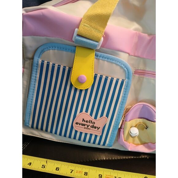 Multi-Pocket Carry All Pastel Shoulder Bag Duffle Diaper Bag Weekender - Picture 5 of 11